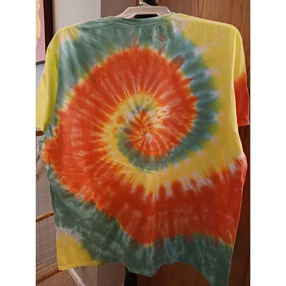 Spiral Tie Dye T-Shirt Peach Aqua and Yellow Size 3XL - Picture 5 of 5